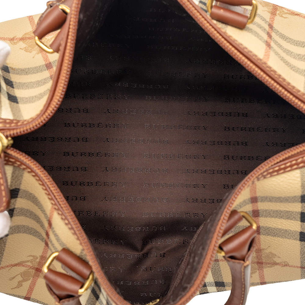 Pre-Loved Burberry Haymarket Check Coated Canvas Boston Bag - Picture 4 of 6